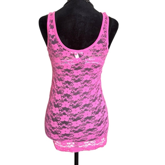 Vintage Aeropostale Woman’s Medium Sheer Pink Lace Tank Top Coverup - Picture 5 of 6